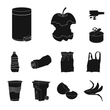 Çöp ve önemsiz işareti izole nesne. Web için çöp ve atık stok sembolü seti.