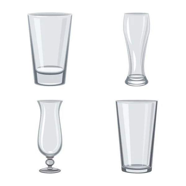 Ilustração vetorial de pratos e símbolo do recipiente. Conjunto de pratos e ícone de vetor de vidro para estoque . — Vetor de Stock
