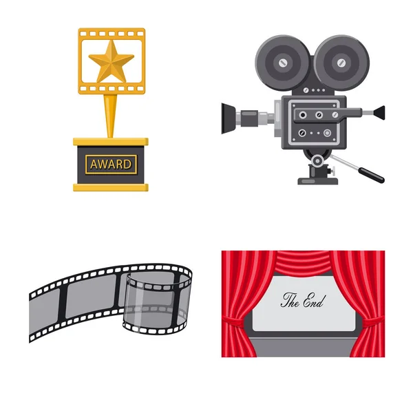 Diseño vectorial del logotipo del cine y el teatro. Conjunto de cine y entretenimiento stock vector ilustración . — Vector de stock