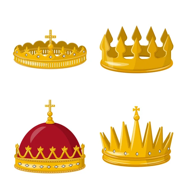 Projeto vetorial de monarquia e sinal de ouro. Conjunto de monarquia e ícone vetorial heráldico para estoque . —  Vetores de Stock