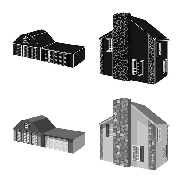 Objet isolé de façade et signe de logement. Ensemble d'icône vectorielle de façade et d'infrastructure pour le stock . — Image vectorielle