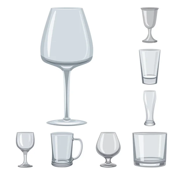 Conception vectorielle de la vaisselle et du panneau de conteneur. Collection de vaisselle et verrerie stock symbole pour toile . — Image vectorielle