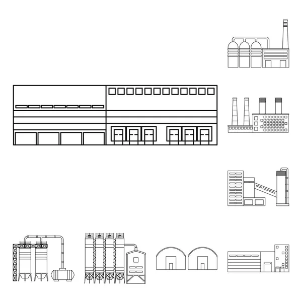 A gyártás és a vállalat szimbólumának izolált tárgya. Készlet-ból gyári és szerkezet vektor ikon részére készlet. — Stock Vector