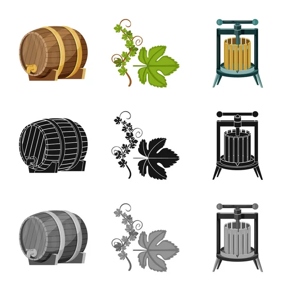 Ilustración vectorial del icono de la granja y el viñedo. Conjunto de símbolo de granja y stock de productos para web. — Archivo Imágenes Vectoriales