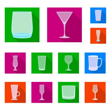 Içecekler ve restoran sembolü izole nesne. Stok için içecek ve kutlama vektör simgesi koleksiyonu.