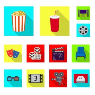 Televizyon ve filme simge vektör Illustration. Televizyon ve hisse senedi için vektör simge görüntüleme kümesi.