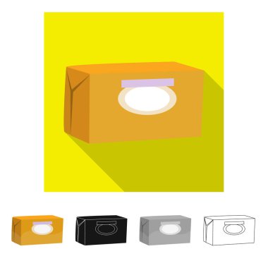 Tereyağı ve paket sembolü vektör illüstrasyon. Stok için tereyağı ve yağ vektör simgesi seti.