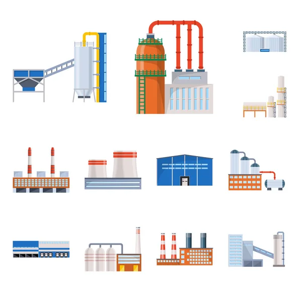 Vector illustratie van industrie en gebouw symbool. Set van industrie en bouw voorraad vector illustratie. — Stockvector