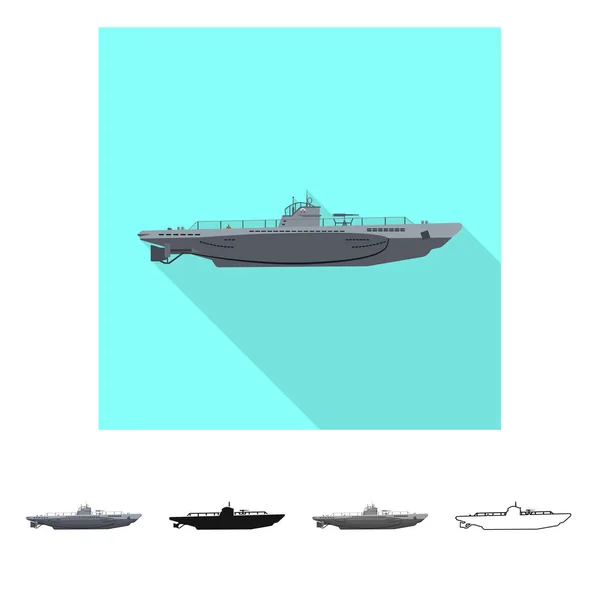 Projeto vetorial de guerra e sinal de navio. Conjunto de ícone de vetor de guerra e frota para estoque . —  Vetores de Stock
