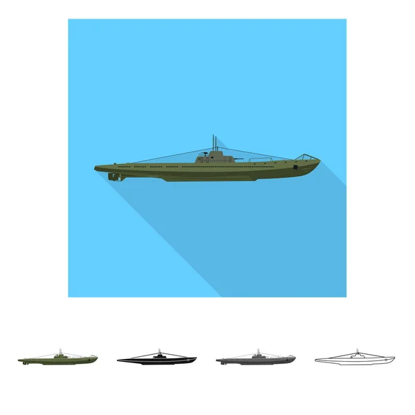Vektor illustration av krig och fartyget tecken. Uppsättning av krig och flottan lager vektorillustration. — Stock vektor