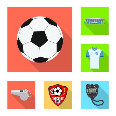 Futbol ve dişli simge vektör Illustration. Hisse senedi için futbol ve turnuva vektör simge kümesi.