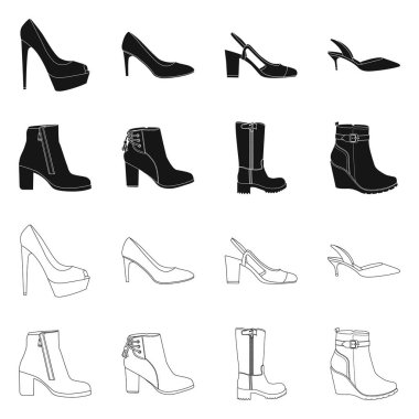 Ayakkabı ve kadın işareti vektör Illustration. Ayakkabı gibi ayarla ve stok vektör çizim ayak.