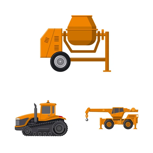 Diseño vectorial del icono de construcción y construcción. Conjunto de construcción y maquinaria símbolo de stock para web . — Vector de stock