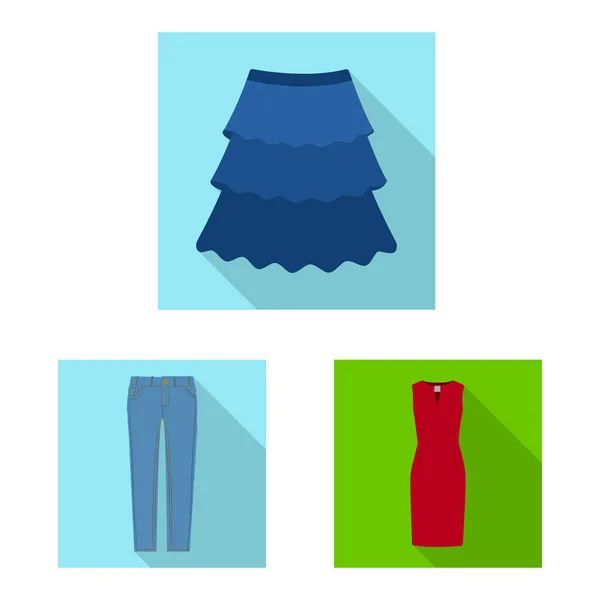 Изолированный предмет женской одежды и символ одежды. Набор женщин и векторная иконка на складе . — стоковый вектор
