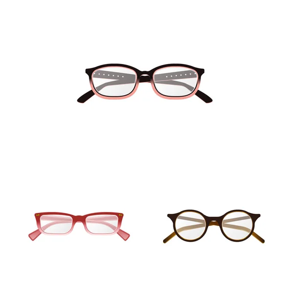 Na białym tle obiekt okulary i ramki symbolu. Kolekcja okularów i akcesoriów wektor ikona na magazynie. — Wektor stockowy