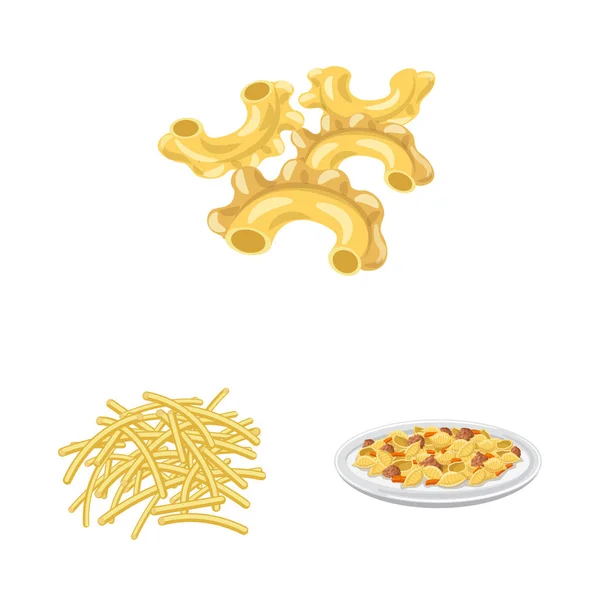 Ilustración vectorial del icono de pasta y carbohidratos. Set de pasta y macarrones para web . — Archivo Imágenes Vectoriales