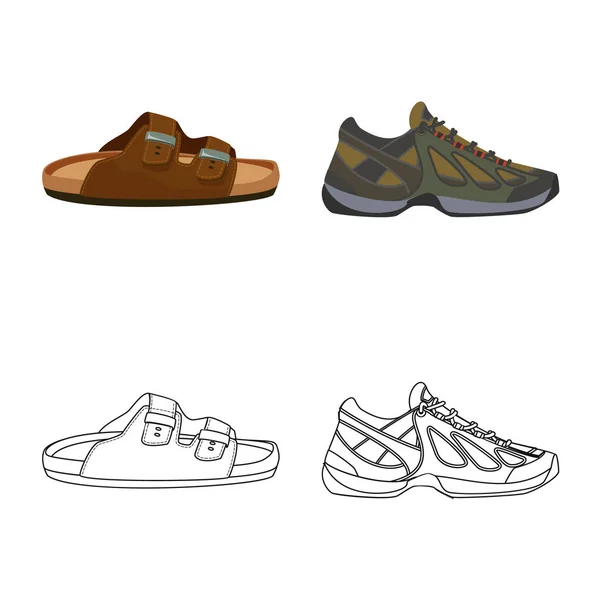 Vector design of shoe and footwear symbol. Collection of shoe and foot stock vector illustration. — Stock Vector