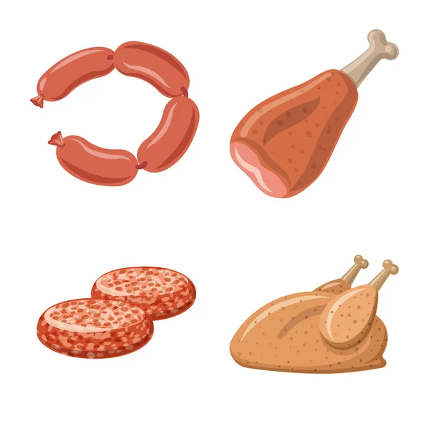 Objet isolé de viande et jambon signe. Collecte de viande et symbole de bouillon de cuisson pour toile . — Image vectorielle