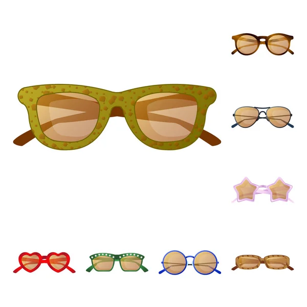 Illustrazione vettoriale di occhiali e occhiali da sole segno. Set di occhiali e accessori stock illustrazione vettoriale . — Vettoriale Stock