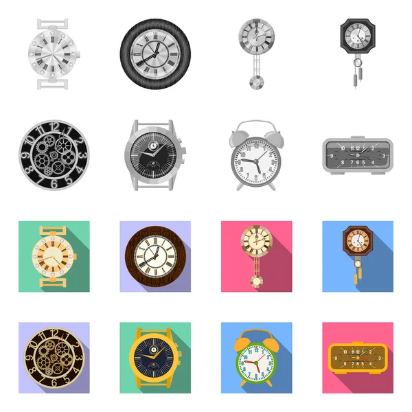 Illustrazione vettoriale dell'orologio e dell'icona dell'ora. Raccolta di orologio e cerchio stock vettoriale illustrazione . — Vettoriale Stock