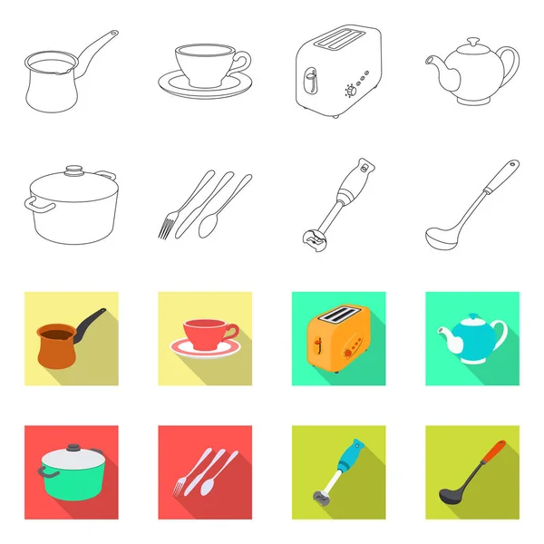 Oggetto isolato di cucina e icona cuoco. Collezione di icone vettoriali per cucina ed elettrodomestici per magazzino . — Vettoriale Stock
