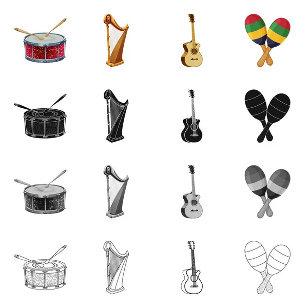 Objeto aislado de música y símbolo de melodía. Colección de música y herramienta de stock símbolo para la web . — Vector de stock