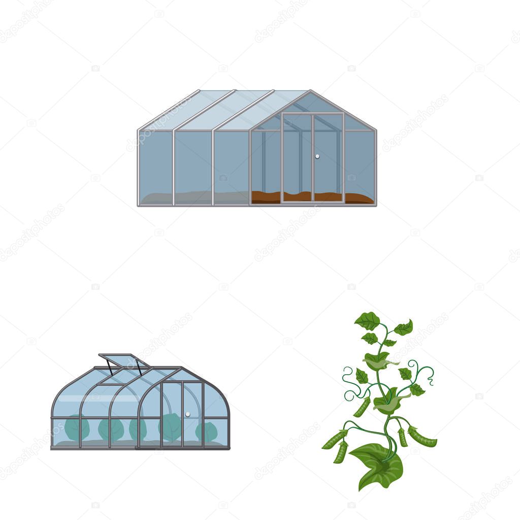 Isolated object of greenhouse and plant icon. Set of greenhouse and garden stock symbol for web.