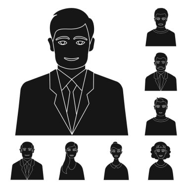 Fotoğraf ve karakter işareti vektör tasarımı. Stok için fotoğraf ve yüz vektör simgesi koleksiyonu.