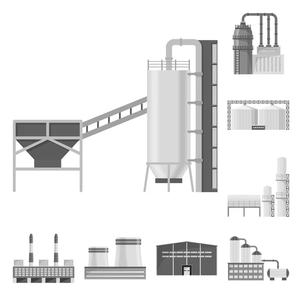 Objet isolé de production et signe de structure. Ensemble d'illustration vectorielle de stock de production et de technologie . — Image vectorielle