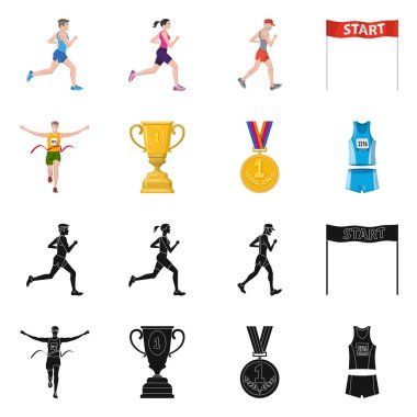 Spor ve kazanan simge vektör Illustration. Spor ve fitness hisse senedi vektör çizim seti.