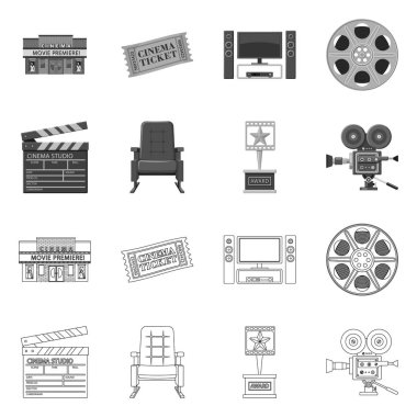 Televizyon ve film simgesi yalıtılmış nesne. Televizyon ve hisse senedi vektör çizim ile ilgilenen.