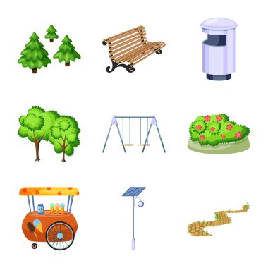 Peyzaj ve park simgesi vektör tasarımı. Web için peyzaj ve doğa stok sembolü koleksiyonu.