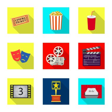 Televizyon ve filme sembolü yalıtılmış nesne. Televizyon ve hisse senedi vektör çizim ile ilgilenen koleksiyonu.