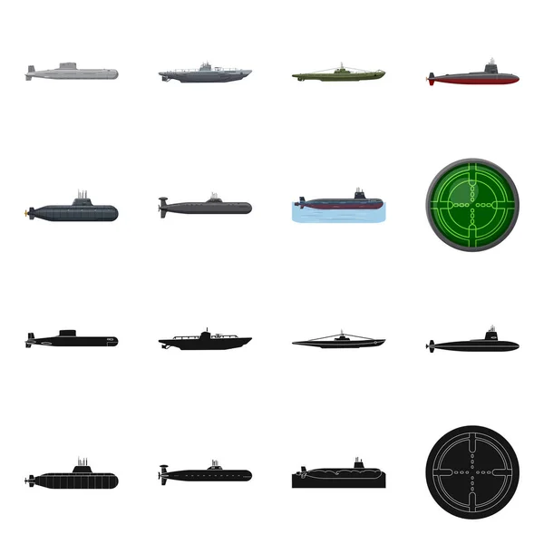 Diseño vectorial de guerra y señal de barco. Colección de ilustración vectorial de guerra y flota . — Vector de stock