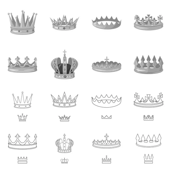 Ilustración vectorial del logo medieval y nobiliario. Conjunto de iconos vectoriales medievales y monárquicos . — Vector de stock