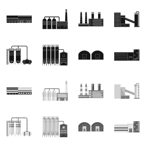 Illustrazione vettoriale del simbolo della produzione e della struttura. Set di icone vettoriali di produzione e tecnologia per magazzino . — Vettoriale Stock