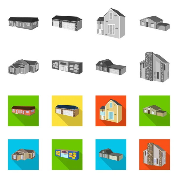 Isolerade objekt av fasad och bostäder-ikonen. Samling av fasaden och infrastruktur lager vektorillustration. — Stock vektor