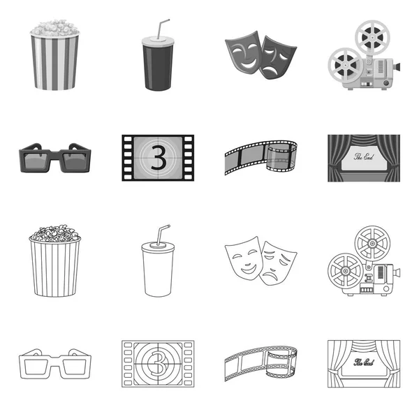 Objet isolé de télévision et logo de tournage. Collection de télévision et icône vectorielle de visualisation pour stock . — Image vectorielle