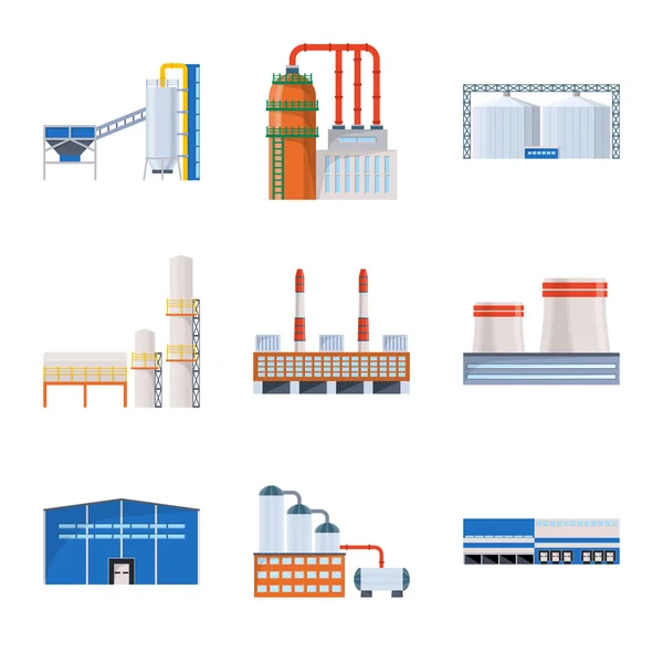 Isolated object of industry and building symbol. Set of industry and construction stock symbol for web. — Stock Vector