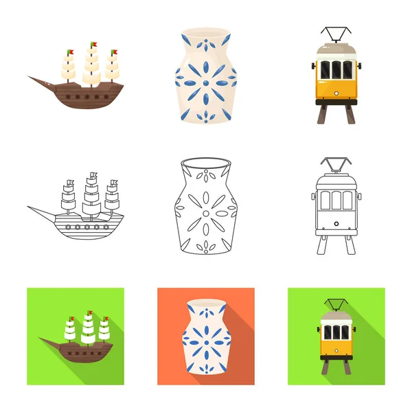 Vektor design av och historisk symbol. Uppsättning och land Stock vektor illustration. — Stock vektor