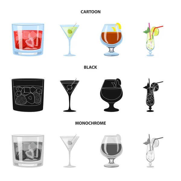 Illustration vectorielle du logo de l'alcool et du restaurant. Collection d'icônes vectorielles liqueur et ingrédient pour stock . — Image vectorielle