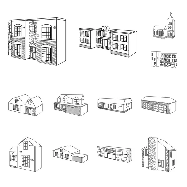 Vektor design av stads-och konstruktions tecken. Uppsättning av staden och Estate Vector ikon för lager. — Stock vektor