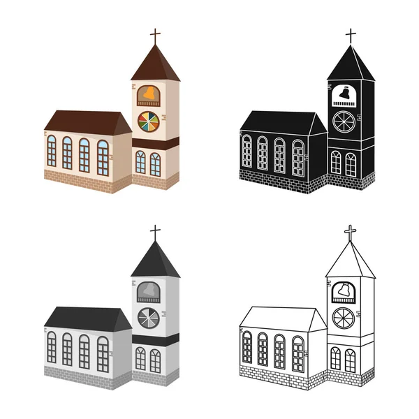 Diseño vectorial de iglesia y signo católico. Colección de la iglesia y la religión icono vectorial para stock . — Vector de stock