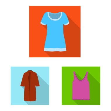 Kadın ve giyim simge vektör çizimi. Hisse senedi için kadın ve aşınma vektör simge topluluğu.