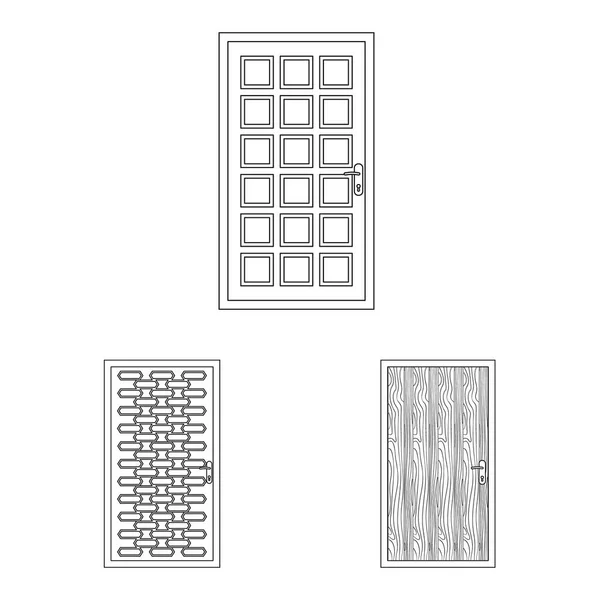 Vector illustration of door and front symbol. Collection of door and wooden stock symbol for web. — Stock Vector