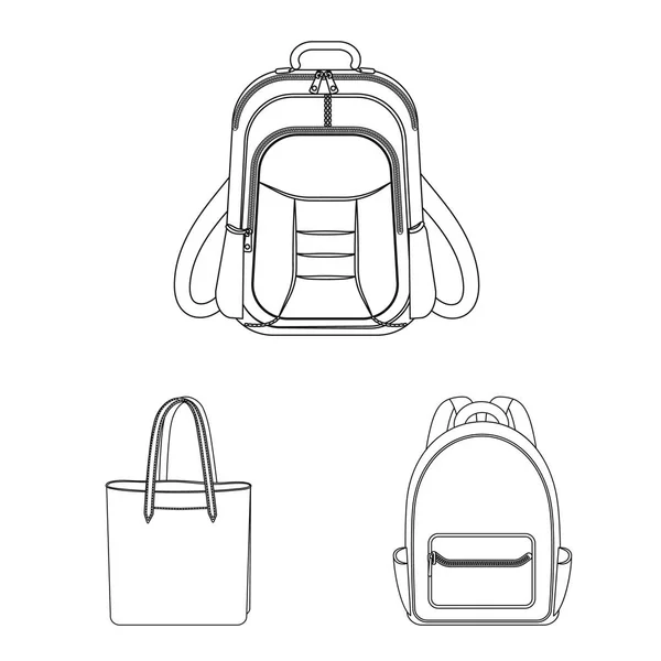 Illustrazione vettoriale della valigia e del segno del bagaglio. Set di valigie e icone vettoriali di viaggio per magazzino . — Vettoriale Stock