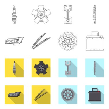 Otomatik ve bölümü simge vektör tasarımı. Hisse senedi için oto, araba vektör simge topluluğu.