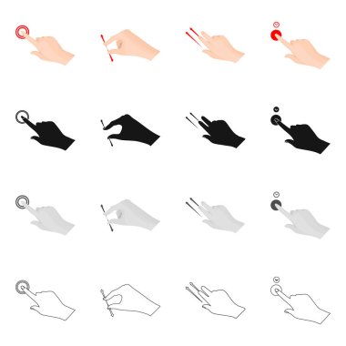 Dokunmatik ve el simge vektör tasarımı. Dokunmatik ekran ayarla ve stok vektör çizim değmek.