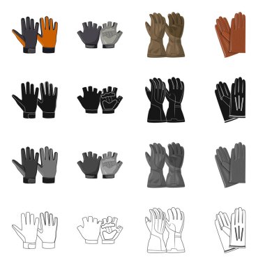 Eldiven ve kış simge vektör Illustration. Web için eldiven ve ekipman hisse senedi simgesi kümesi.