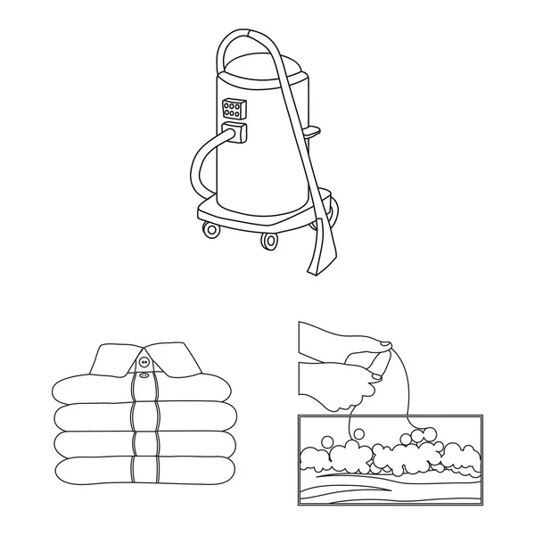 Isolierte Objekt der Wäsche und sauberes Logo. Set von Wäsche und Kleidervorräten Vektor Illustration. — Stockvektor
